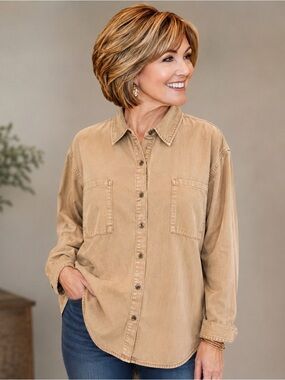Natural Reflections Washed Tan Button-Up Shirt